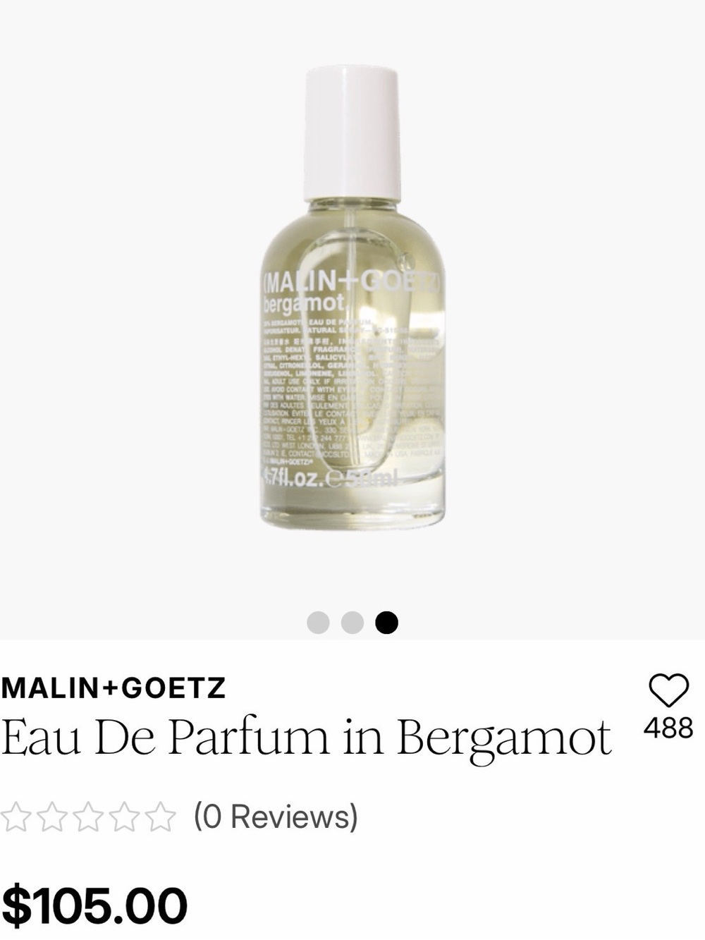 New MALIN+GOETZ
Eau De Partum in Bergamot - Picture 3 of 4